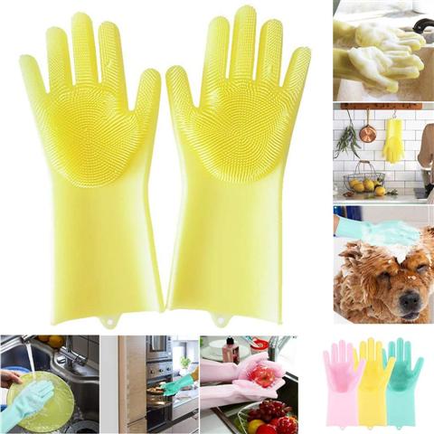 Silicone Kitchen Gloves With Scrubber